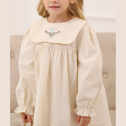MyKids-USA® Vintage Flowers Embroidered Long-sleeved Dress for Stylish Girls