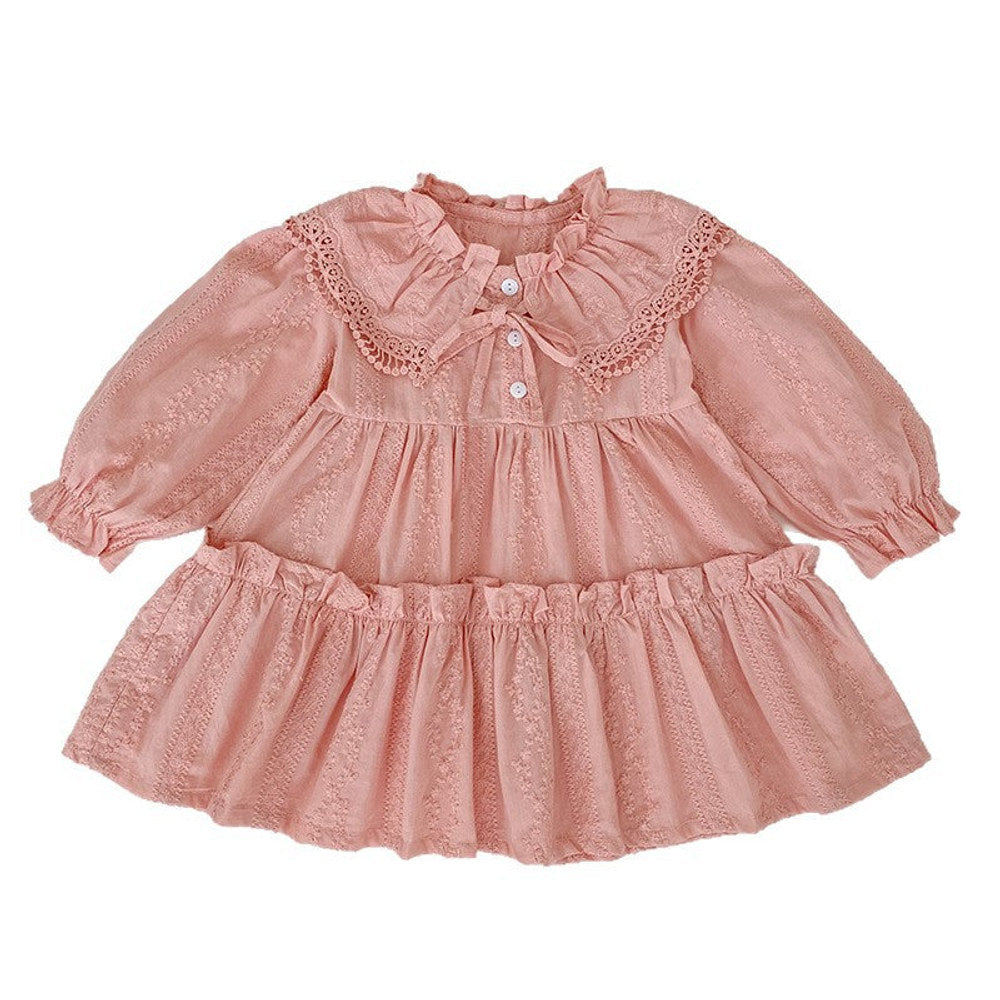 MyKids-USA® Design Autumn Floral Pattern Baby Kids Girls Bow-Tied Collar Onesies and Dress – Princess Sister Matching Set