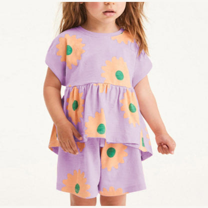 MyKids-USA® Baby Girl Flower Graphic Short Sleeve Summer Sets