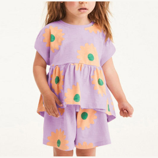 MyKids-USA® Baby Girl Flower Graphic Short Sleeve Summer Sets