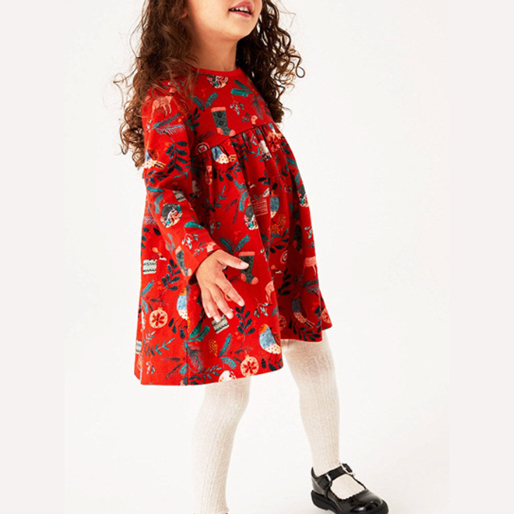MyKids-USA® Baby Girl Floral Graphic Long Sleeve A-Line Design Loose Christmas Dress