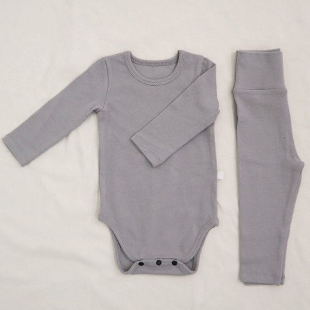 MyKids-USA® Baby Kids Unisex Long Sleeves Solid Color Bodysuit and Pants Clothing Set