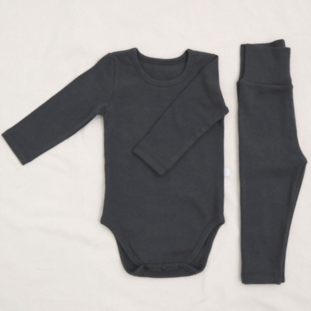MyKids-USA® Baby Kids Unisex Long Sleeves Solid Color Bodysuit and Pants Clothing Set