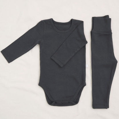MyKids-USA® Baby Kids Unisex Long Sleeves Solid Color Bodysuit and Pants Clothing Set