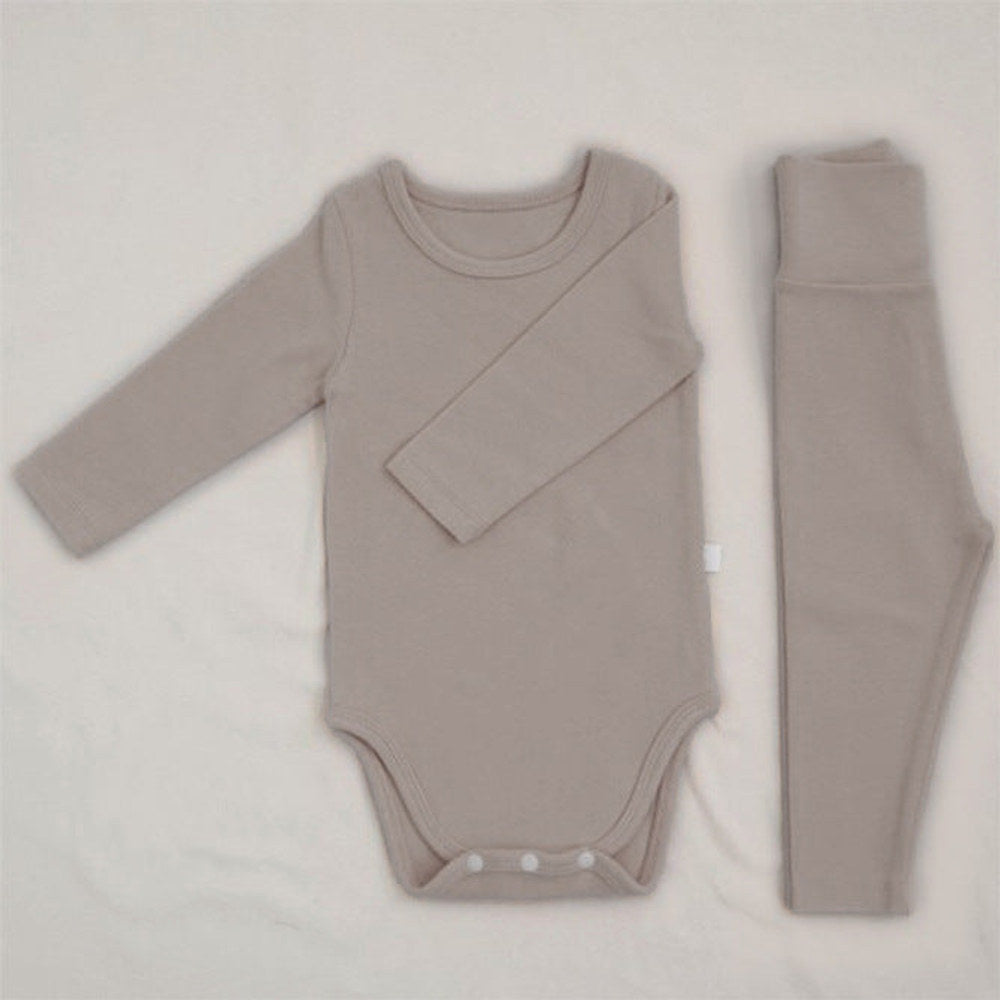 MyKids-USA® Baby Kids Unisex Long Sleeves Solid Color Bodysuit and Pants Clothing Set