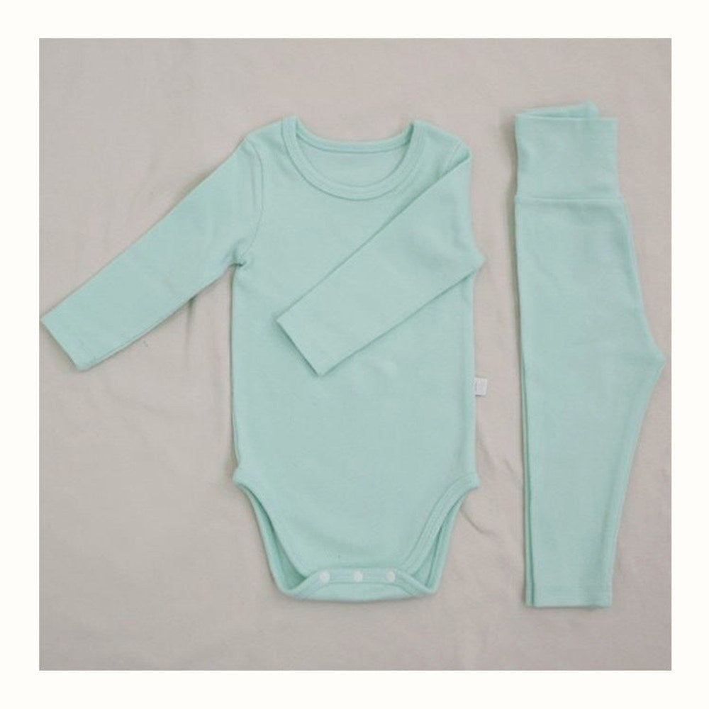 MyKids-USA® Baby Kids Unisex Long Sleeves Solid Color Bodysuit and Pants Clothing Set