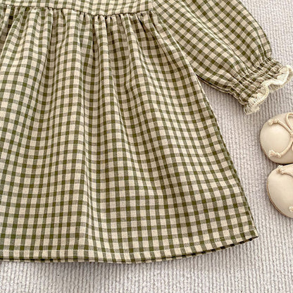 MyKids-USA® Plaid Pattern Baby Kids Girls Onesies and Dress – Princess Sister Matching Set