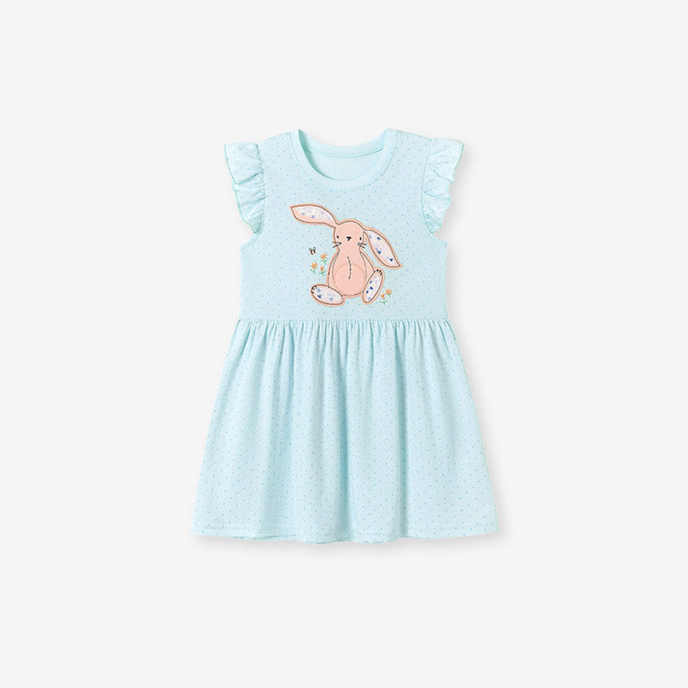 MyKids-USA® Animals Cartoon Pattern Fly Sleeves Dress for Stylish Girls