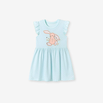 MyKids-USA® Animals Cartoon Pattern Fly Sleeves Dress for Stylish Girls