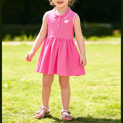 MyKids-USA® Hearts Pattern Embroidered Sleeveless Dress for Stylish Girls