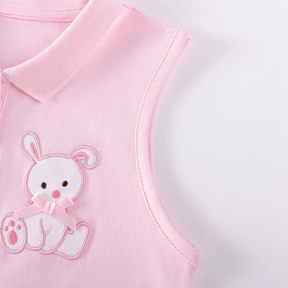 MyKids-USA® Teddy Bear Pattern Embroidered Sleeveless Dress for Stylish Girls