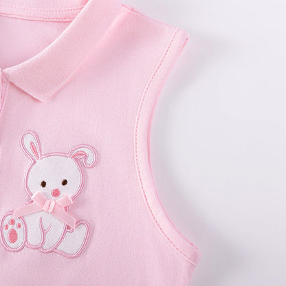 MyKids-USA® Teddy Bear Pattern Embroidered Sleeveless Dress for Stylish Girls