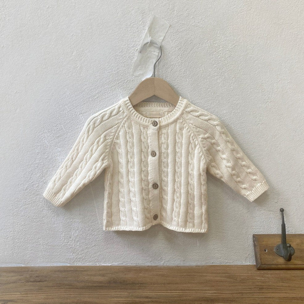 MyKids-USA® Baby Kids Unisex Plain Jacquard Pattern Long Sleeves Casual Cardigan