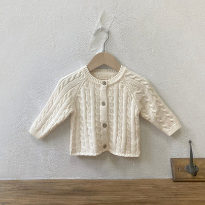 MyKids-USA® Baby Kids Unisex Plain Jacquard Pattern Long Sleeves Casual Cardigan