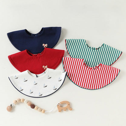 MyKids-USA® Adorable Simple Pattern Cotton Snap-on Round Shaped Bib