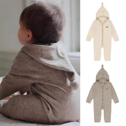 MyKids-USA® Baby Unisex Long Sleeves Fruits Pattern Knitted Hooded Rompers