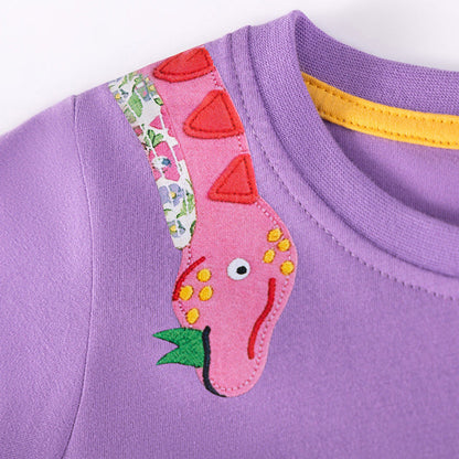 MyKids-USA® Baby Girls Dinosaurs Cartoon Pattern Short Sleeves Dress