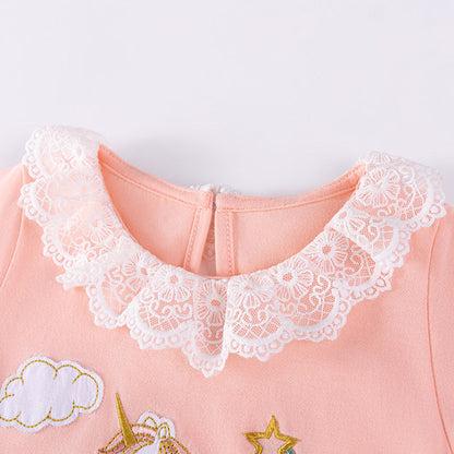 MyKids-USA® Cartoon and Star Pattern Short Sleeves Dress for Stylish Girls