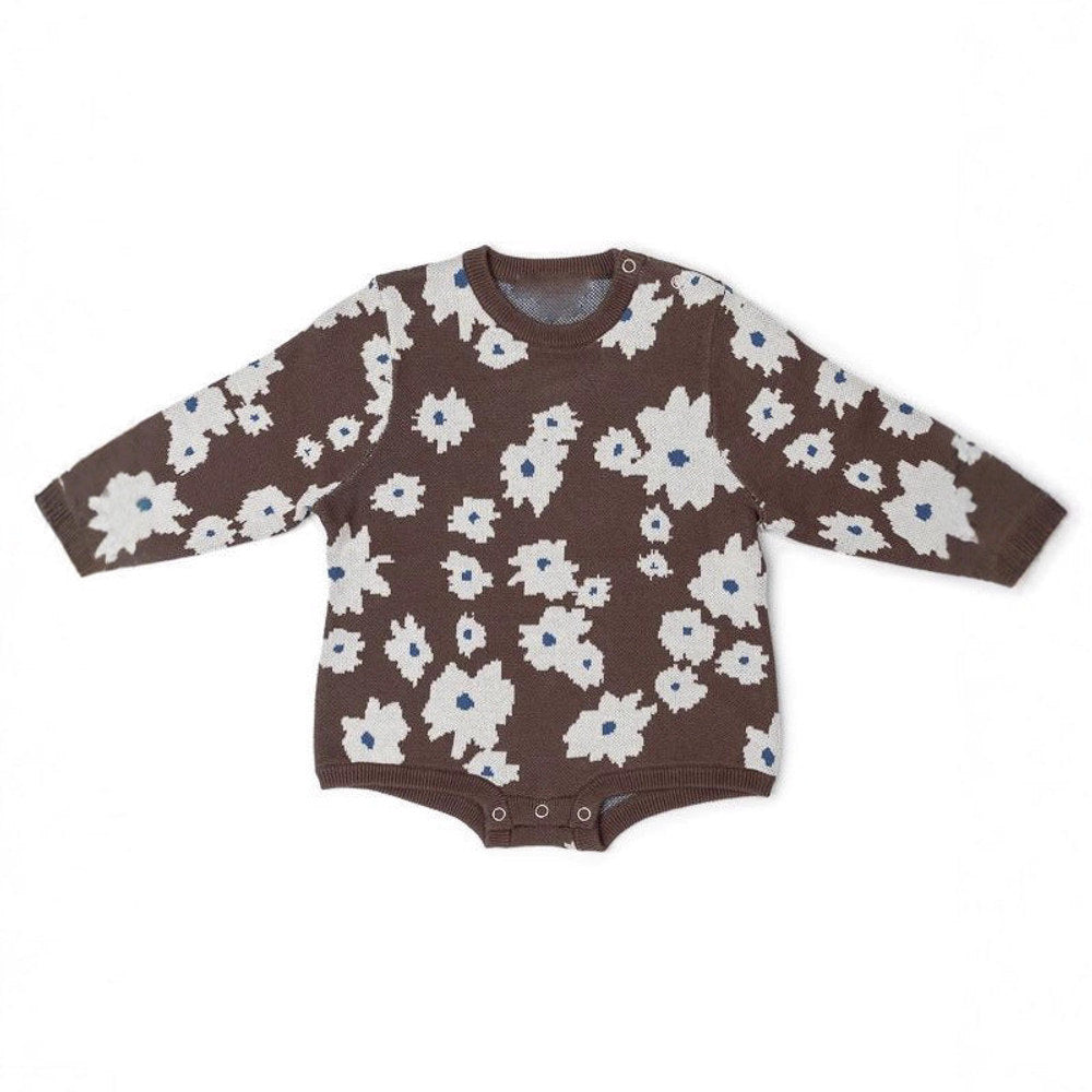 MyKids-USA® Baby Girls Floral Pattern Long Sleeves Knitted Bodysuit