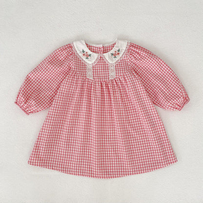 MyKids-USA® Plaid Pattern Baby Kids Girls Onesies and Dress – Princess Sister Matching Set
