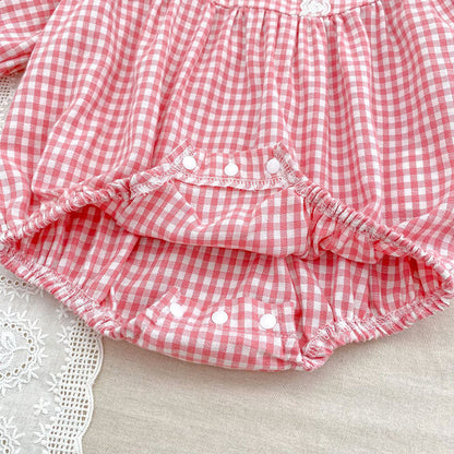 MyKids-USA® Plaid Pattern Baby Kids Girls Onesies and Dress – Princess Sister Matching Set