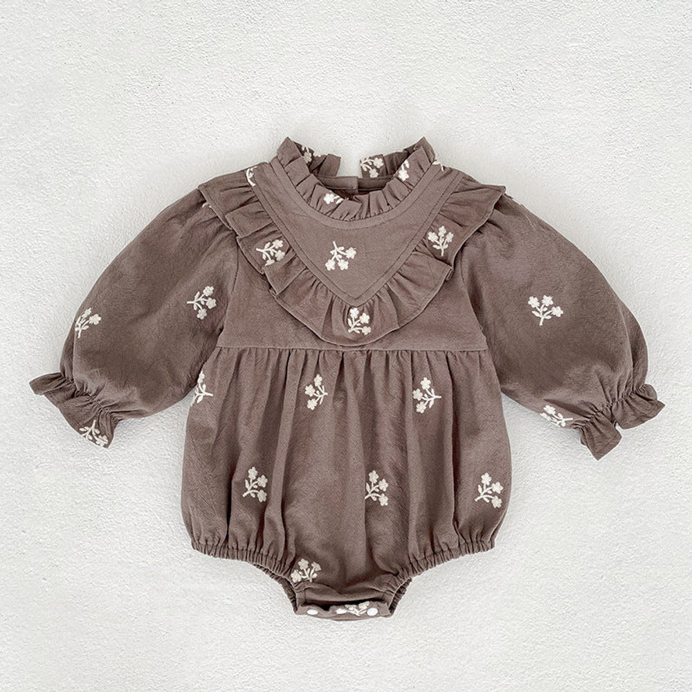 MyKids-USA® Arrival Spring and Autumn Flowers Embroidered Pattern Baby Kids Girls Onesies and Dress – Princess Sister Matching Set