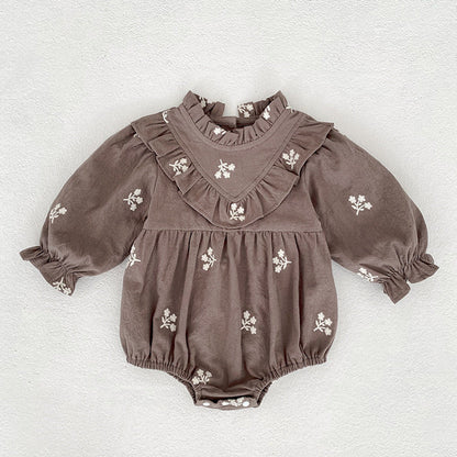 MyKids-USA® Arrival Spring and Autumn Flowers Embroidered Pattern Baby Kids Girls Onesies and Dress – Princess Sister Matching Set