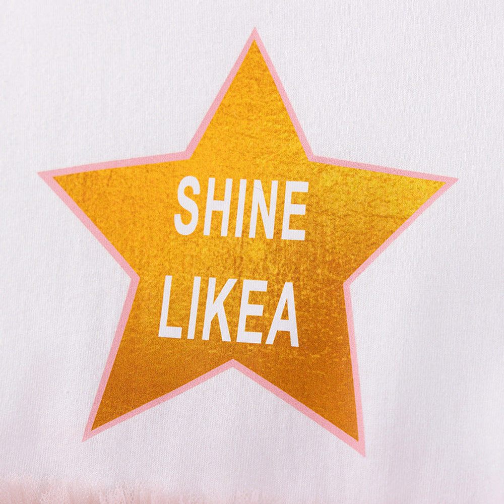 MyKids-USA® Letters and Star Pattern Short Sleeves Dress for Stylish Girls