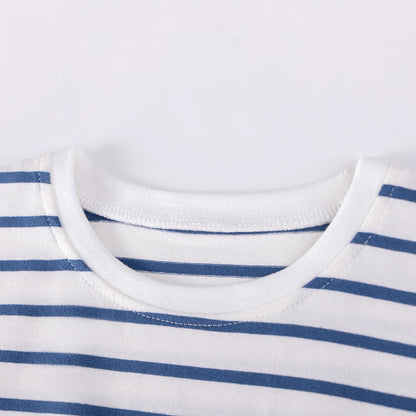 MyKids-USA® Cartoon and Striped Pattern Short Sleeves Dress for Stylish Girls