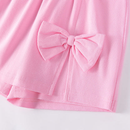 MyKids-USA® Baby Kids Girls Short Sleeves Butterfly-bow Pattern T-shirt and Shorts Clothing Set