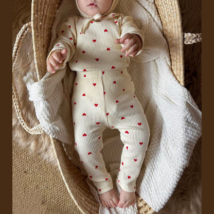 MyKids-USA® Spring and Autumn Baby Kids Long Sleeves Hearts Pattern Top, Pants and Hat Clothing Set