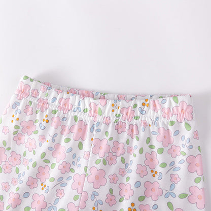 MyKids-USA® Summer Hot Selling Baby Kids Girls Short Sleeves Butterfly-Bows Pattern T-shirt and Floral Pants Clothing Set