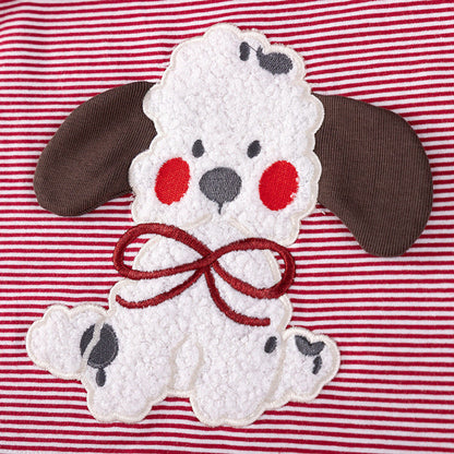 MyKids-USA® Puppy and Striped Pattern Short Sleeves Dress for Stylish Girls