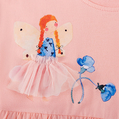 MyKids-USA® Princess and Fairy Pattern Short Sleeves Dress for Stylish Girls