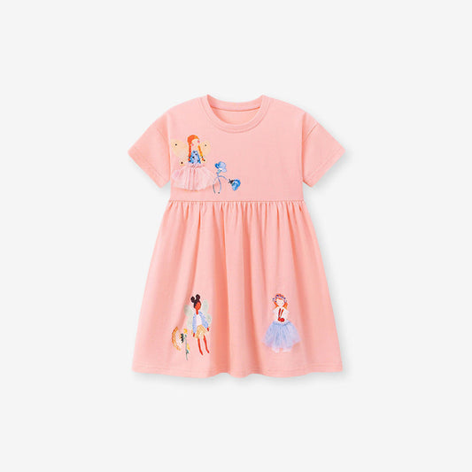 MyKids-USA® Summer Arrival Princess and Fairy Pattern Short Sleeves Dress for Stylish Girls