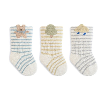 MyKids-USA® Baby Unisex Breathable Striped/Animals Pattern Socks 1 Lot=3-Pair Set