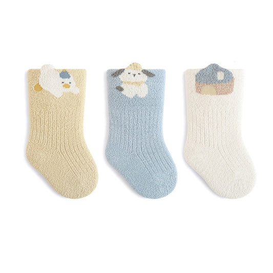 MyKids-USA® Baby Unisex Breathable Striped/Animals Pattern Socks 1 Lot=3-Pair Set