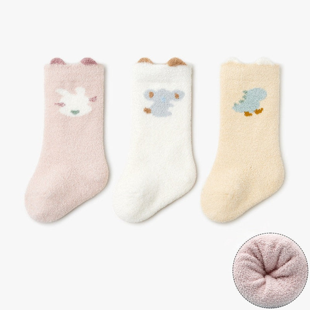 MyKids-USA® Baby Unisex Breathable Animals Pattern Color Patchwork Socks 1 Lot=3-Pair Set