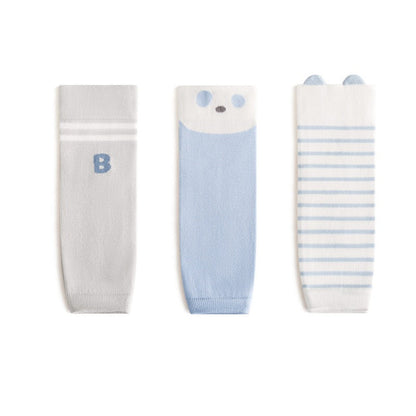 MyKids-USA® Baby Unisex Breathable Striped and Cartoon Knee Sleeves 23-27cm 3-Pair Set