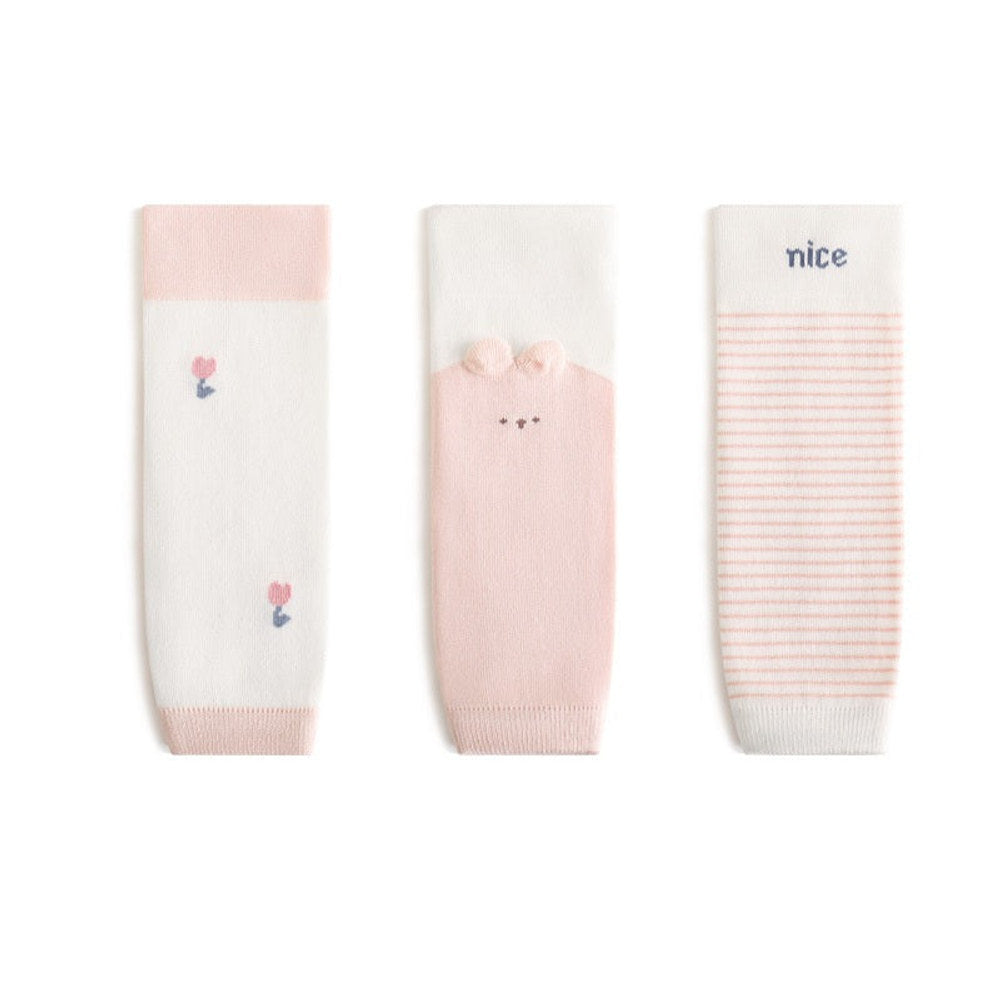 MyKids-USA® Baby Unisex Breathable Striped and Cartoon Knee Sleeves 23-27cm 3-Pair Set