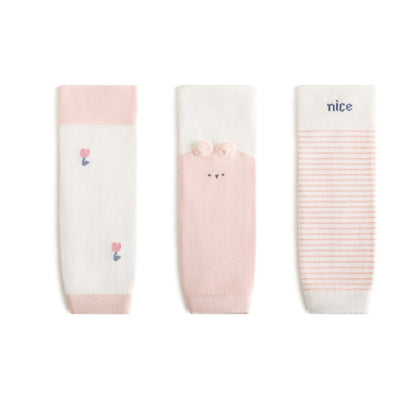 MyKids-USA® Baby Unisex Breathable Striped and Cartoon Knee Sleeves 23-27cm 3-Pair Set