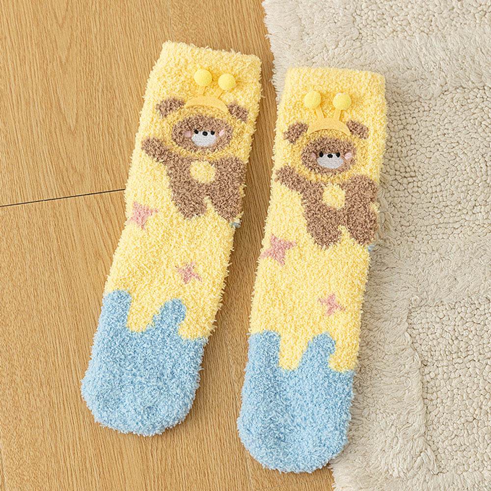 MyKids-USA® Baby Unisex Breathable Cartoon Pattern Warm Fluffy Socks 26cm