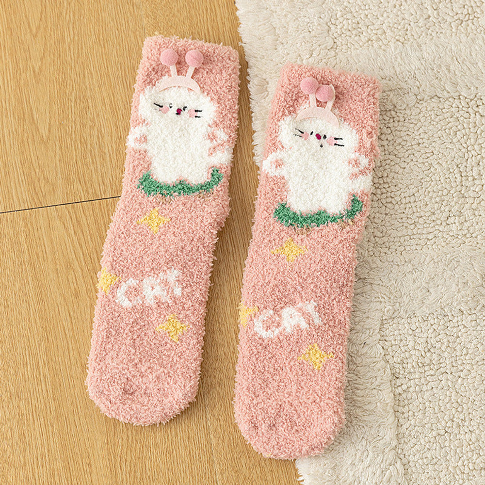MyKids-USA® Baby Unisex Breathable Cartoon Pattern Warm Fluffy Socks 26cm