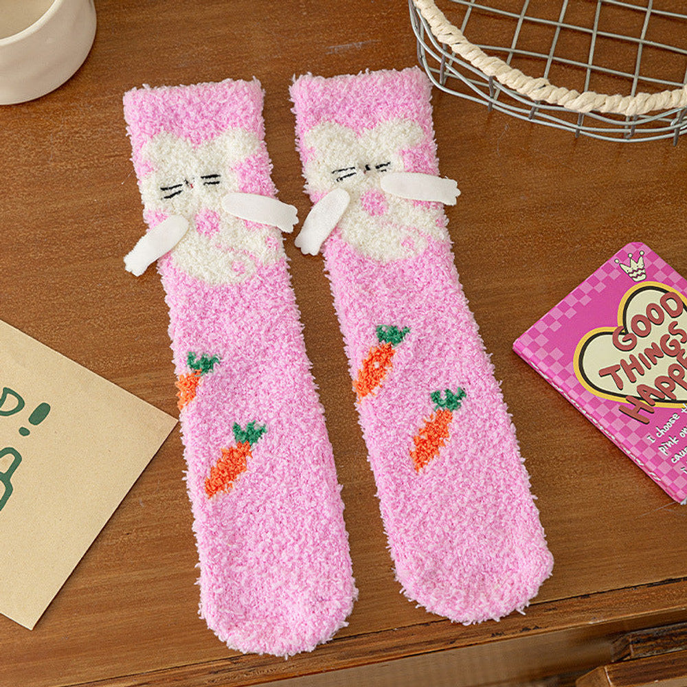 MyKids-USA® Baby Unisex Breathable Cartoon Pattern Warm Fluffy Socks 26cm