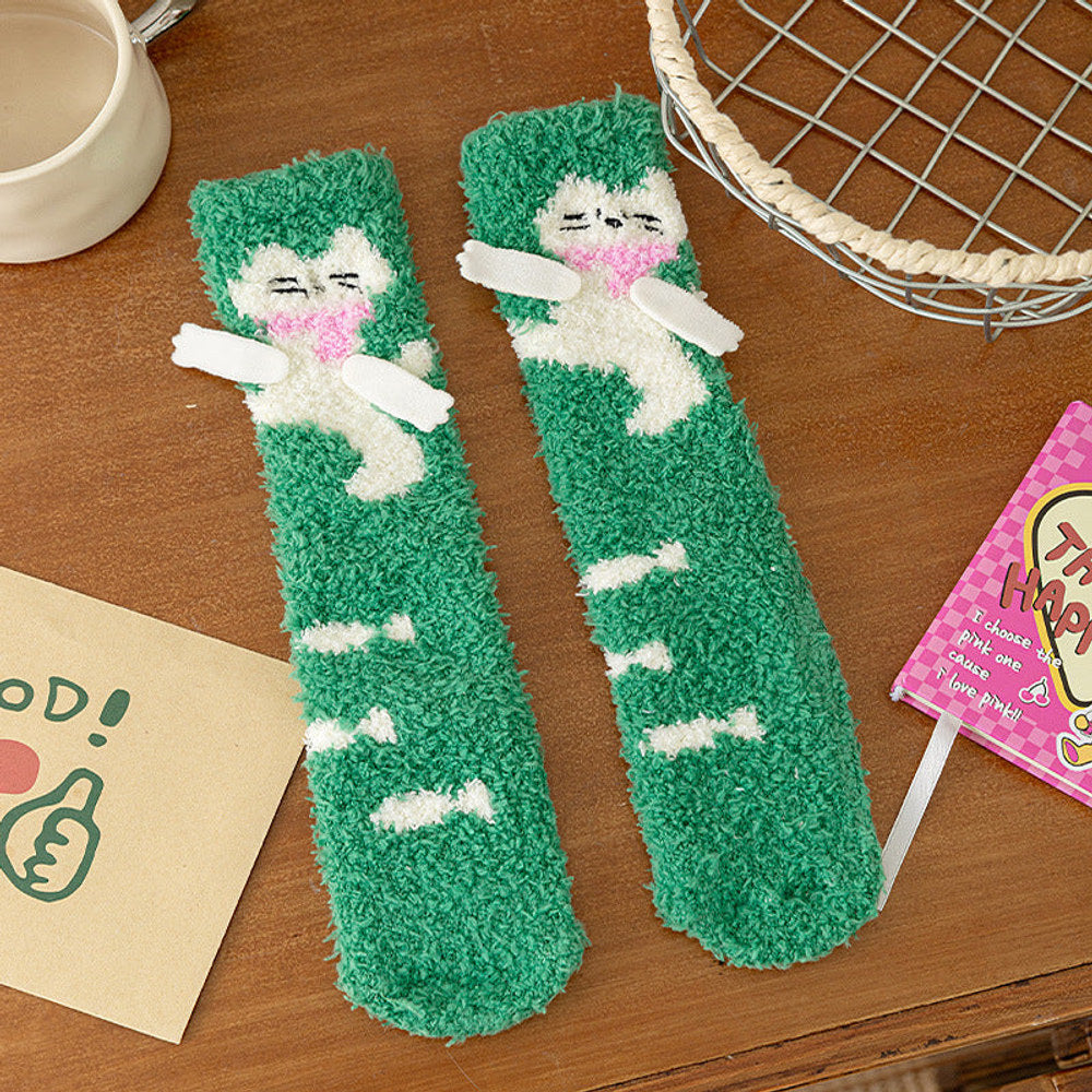 MyKids-USA® Baby Unisex Breathable Cartoon Pattern Warm Fluffy Socks 26cm