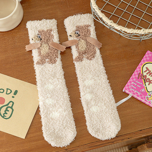 MyKids-USA® Baby Unisex Breathable Cartoon Pattern Warm Fluffy Socks 26cm