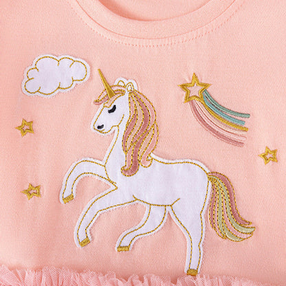 MyKids-USA® Animals Cartoon Pattern Fly Sleeves Dress for Stylish Girls