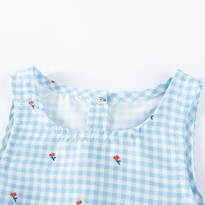 MyKids-USA® Floral and Plaid Pattern Sleeveless Dress for Stylish Girls