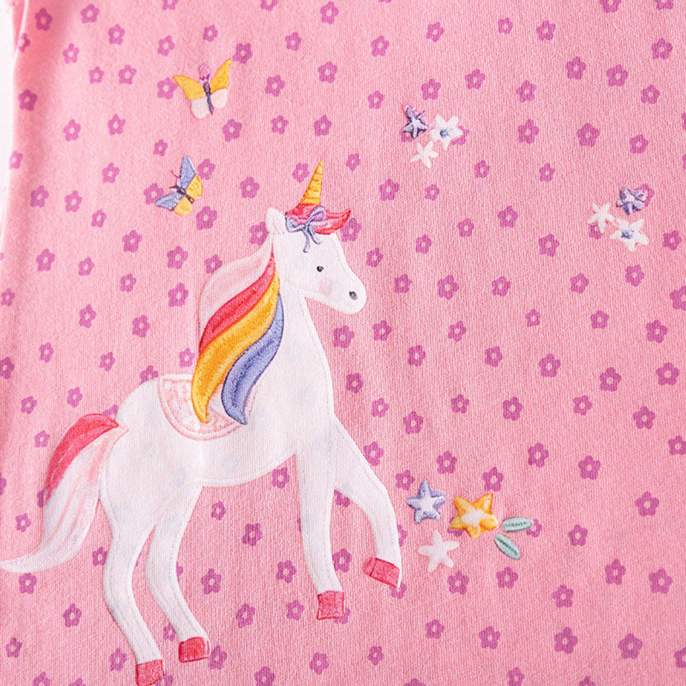 MyKids-USA® Floral and Cartoon Pattern Fly Sleeves Dress for Stylish Girls