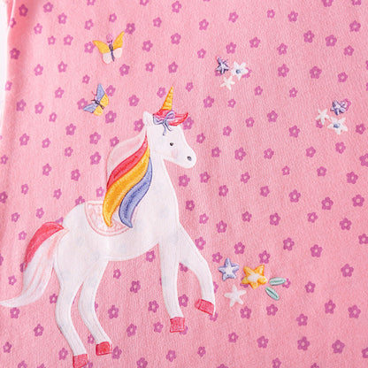MyKids-USA® Floral and Cartoon Pattern Fly Sleeves Dress for Stylish Girls